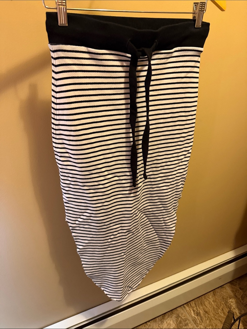 Frank & Eileen Black and White Striped Drawstring Maxi Skirt
